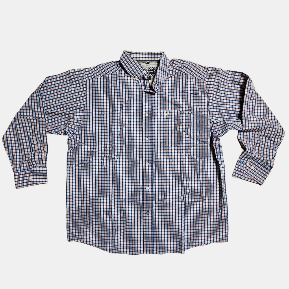 Ariat Pro Series Plaid Long‎ Sleeve Button Down Shirt XL Logo Workwear Western